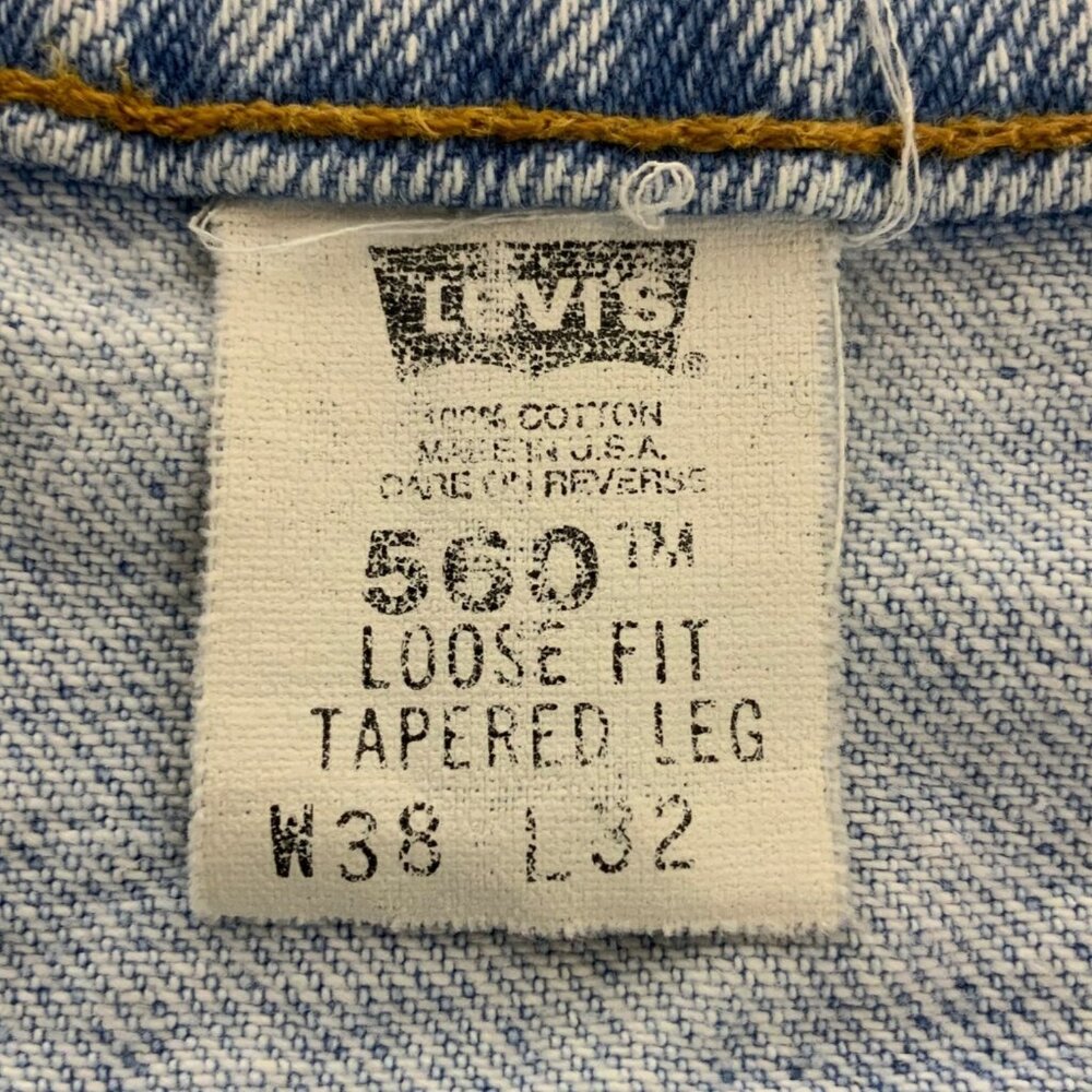 Vintage Levis 560 Loose Fit Tapered Jeans Mens Sz 38x32 Light Wash Denim HEMMED - Picture 5 of 9